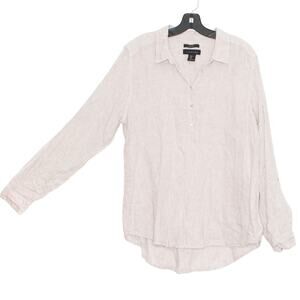 Tahari Womens Top Popover Linen Preppy Minimalist Coastal Academia Stripe XL HH